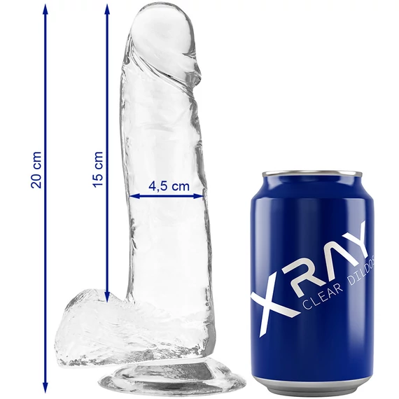 X RAY – átlátszó pénisz golyókkal, 20 cm hosszú