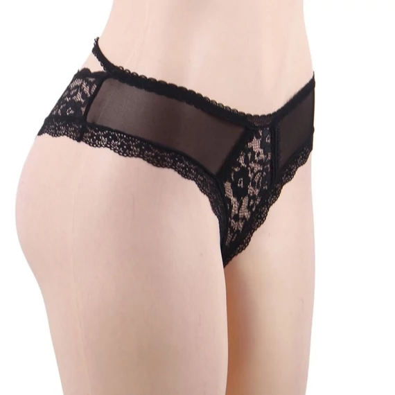 QUEEN LINGERIE – virágos csipkés tanga S/M