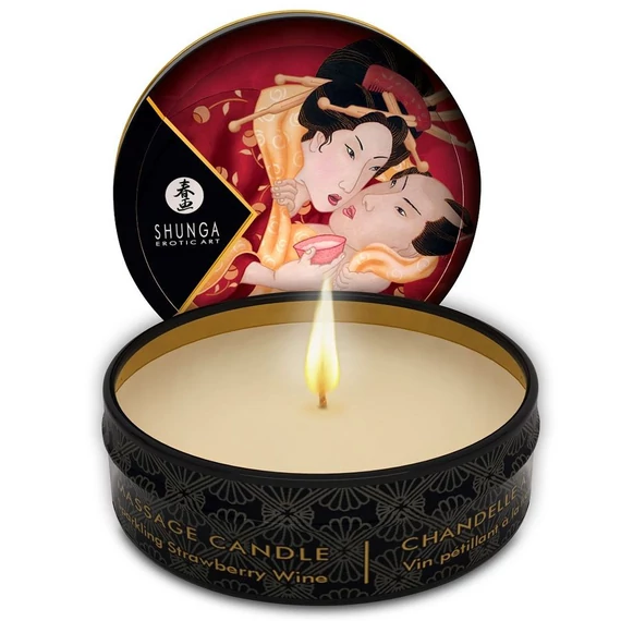 SHUNGA Mini Caress – eper és cava masszázsgyertya 30 ml