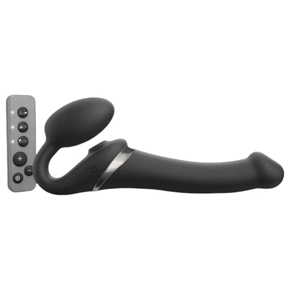 Strap-on-me M - léghullámos felcsatolható vibrátor (fekete)