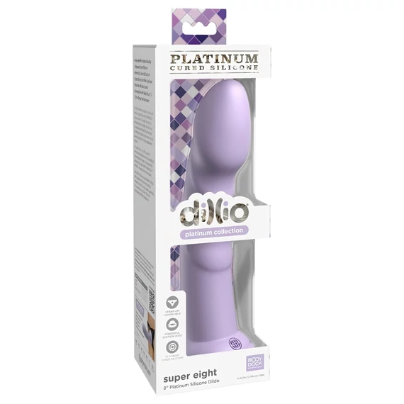 Dillio Super Eight - tapadókorong szilikon dildó (21cm) - lila