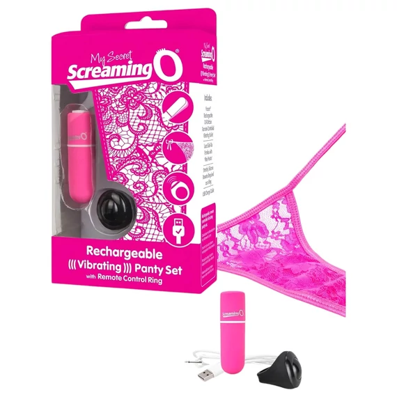 / Screaming O Panty Set - vibrációs tanga (pink) S-L