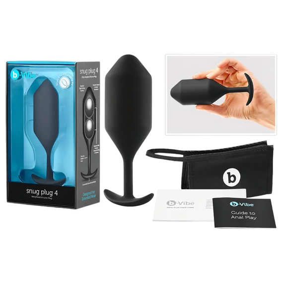 b-vibe Snug Plug 4 - dupla golyós anál plug (257g) - fekete