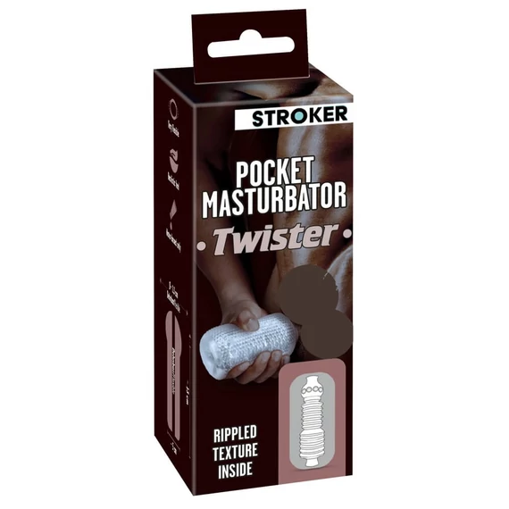 STROKER Twister - műpopsi maszturbátor (áttetsző)
