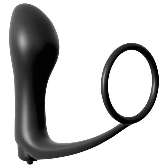 Analfantasy - ujj anál vibrátor péniszgyűrűvel (fekete)