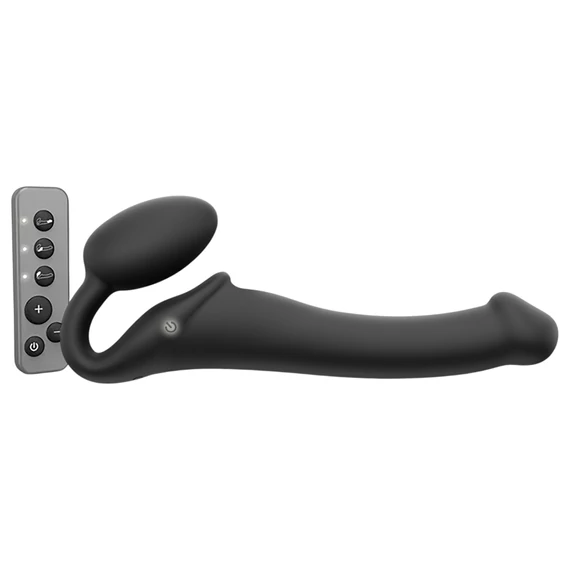 Strap-on-me M - felcsatolható vibrátor - közepes (fekete)