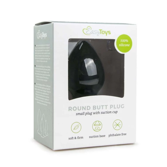 / EasyToys Round Butt Plug XL - anál dildó (fekete) - extra nagy