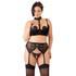 Kép 2/8 - / Cottelli Plus Size - dögös csipke fehérnemű trió (fekete) - 2