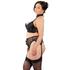 Kép 3/8 - / Cottelli Plus Size - dögös csipke fehérnemű trió (fekete) - 3