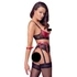 Kép 3/6 - Cottelli Bondage - Matt, csipkés mellemelő szett (piros) - 3