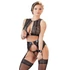 Kép 3/15 - Cottelli Bondage - fényes csíkos, csipkés fehérnemű szett (4 részes) - 2