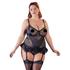 Kép 2/8 - / Cottelli Plus Size - fodros, virágos felső tangával (fekete) - 2
