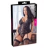 Kép 1/7 - Cottelli Plus Size - fűzős, csipkés felső női alsóval (fekete)