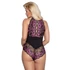 Kép 4/6 - Cottelli Plus Size - virágos body (fekete-lila) - 4