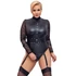 Kép 3/15 - Cottelli Bondage Plus Size - csipkésujjú body (fekete) - 2
