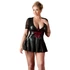 Kép 4/13 - Cottelli Plus Size - fényes ruha piros fűzővel (fekete) - 2