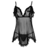 Kép 7/9 - Cottelli - Lenge, fodros babydoll (fekete) - 4