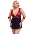Kép 5/13 - Cottelli Bondage Plus Size - mélyen dekoltált babydoll (piros-fekete) - 3
