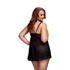 Kép 2/2 - BACI Plus Size - nyitott, pöttyös babydoll - fekete (XL-XXL) - 2