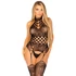 Kép 1/6 - LEG AVENUE - csipkés magas nyakú bodystocking fekete