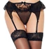 Kép 1/5 - QUEEN LINGERIE – fekete tanga harisnyatartóval L/XL