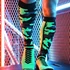 Kép 1/9 - Neo Camo Magas Zokni – fekete-zöld neon stílusban