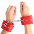 Kép 4/4 - KINK - PRÉMIUM SZŐRMÉVEL BÉLELT CSUKLÓSZORÍTÓK PIROS PIROS ÖVVEL ÁLLÍTHATÓ 17-29 CM X 6 CM