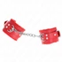 Kép 2/4 - KINK - SZŐRMÉVEL BÉLELT CSUKLÓSZORÍTÓK PIROS PIROS ÖVVEL ÁLLÍTHATÓ 17-29 CM X 6 CM