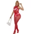 Kép 4/10 - SUBBLIME - 952372 HÁLÓS ÉS CSIPKÉS BODYSTOCKING MAGAS NYAKKAL PIROS EGY MÉRET