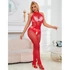 Kép 9/10 - SUBBLIME - 952372 HÁLÓS ÉS CSIPKÉS BODYSTOCKING MAGAS NYAKKAL PIROS EGY MÉRET