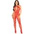 Kép 1/5 - LEG AVENUE - virágmintás hálós bodystocking, piros, egy méret