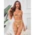 Kép 8/10 - SUBBLIME - 954345 MELLTARTÓ + TANGA + HARISNYATARTÓ ÖV VIRÁGMINTÁS SÁRGA S/M