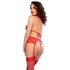 Kép 5/10 - CHILIROSE - CR 4848 PIROS CSIPKE MELLTARTÓ + TANGA + HARISNYA SZETT S