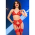 Kép 6/10 - CHILIROSE - CR 4848 PIROS CSIPKE MELLTARTÓ + TANGA + HARISNYA SZETT S