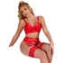Kép 3/10 - SUBBLIME – érzéki piros bondage melltartó harisnyatartóval L/XL