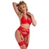Kép 4/10 - SUBBLIME – érzéki piros bondage melltartó harisnyatartóval L/XL