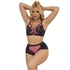 Kép 1/10 - SUBBLIME – érzéki pink patent bőr hálós melltartó szett L/XL