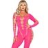 Kép 4/5 - LEG AVENUE - Rózsaszín, nyitott hátú bodystocking, egy méret