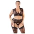 Kép 2/17 - Cottelli Plus Size - strasszos, csipke fehérnemű szett (fekete)