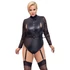 Kép 4/15 - / Cottelli Bondage Plus Size - csipkésujjú body (fekete)