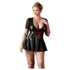Kép 2/13 - Cottelli Plus Size - fényes ruha piros fűzővel (fekete)