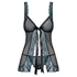 Kép 4/7 - Obsessive Amanta - hímzett babydoll és tanga (fekete-türkiz)