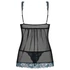 Kép 6/7 - Obsessive Amanta - hímzett babydoll és tanga (fekete-türkiz)