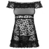 Kép 4/7 - Obsessive Flores - fodros babydoll és tanga (fekete)