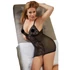 Kép 8/13 - Cottelli Plus Size - csipkés átlátszó hálóing (fekete)