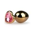 Kép 1/7 - Easytoys Metal No.7 - pink köves, kúp anál plug - arany (3cm)