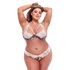 Kép 1/2 - Baci Plus Size - virágos, csipkés melltartó szett (fehér)